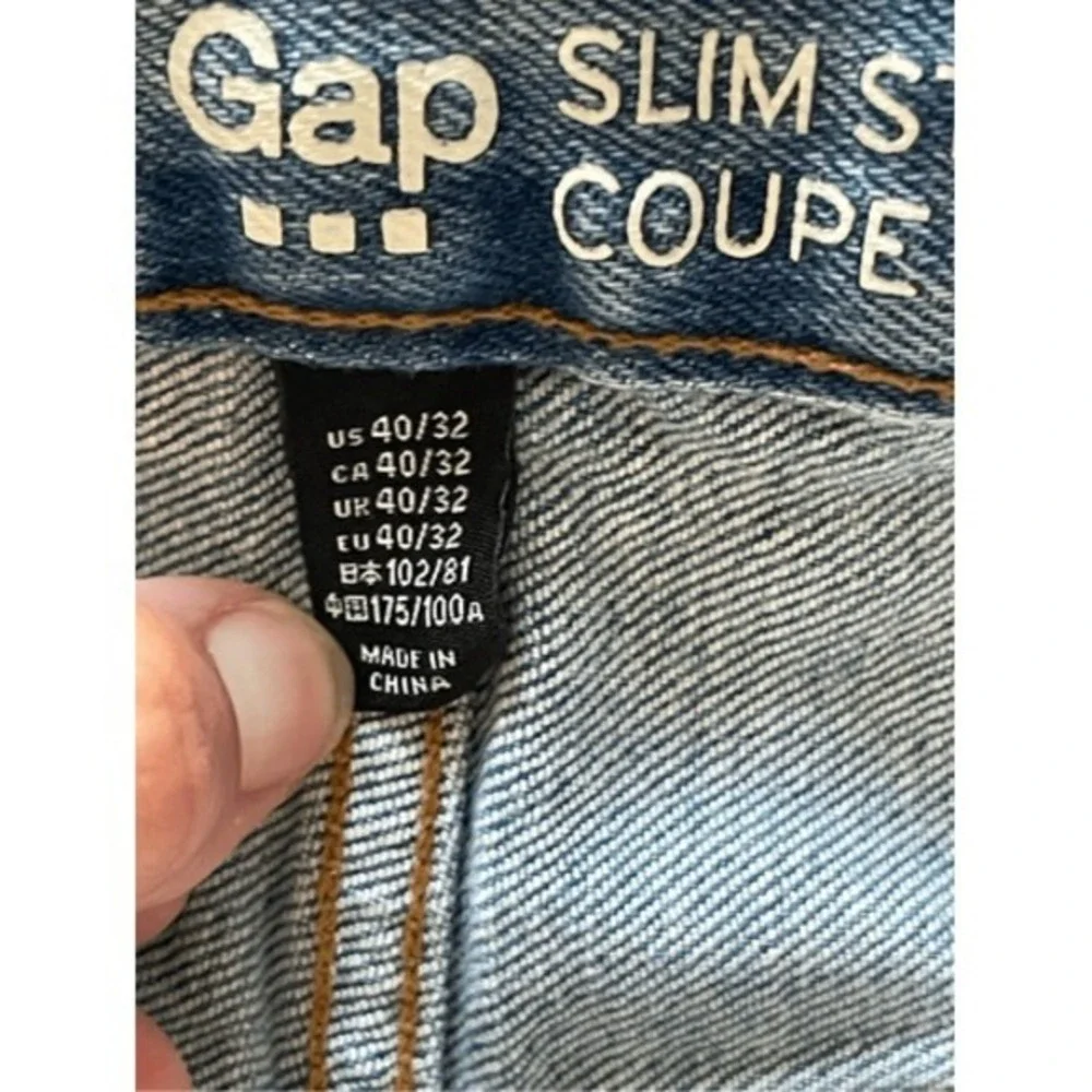 Gap Slim Stretch Mens Jeans Size‎ 40x32 Light Wash Distressed Denim